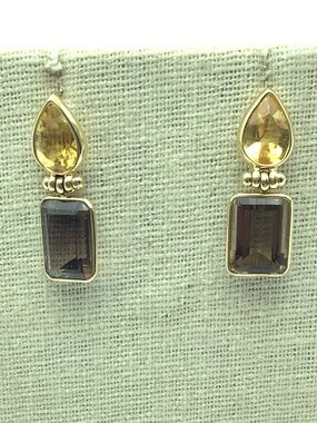 14k Gold Topaz Citrine Post Earrings